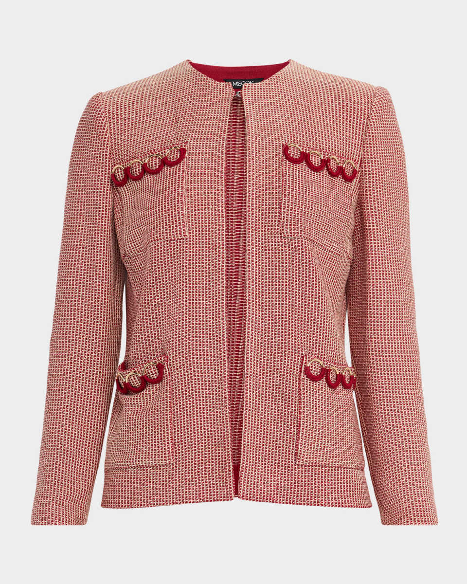 Hertiage Lurex Ring-Trim Knit Jacket